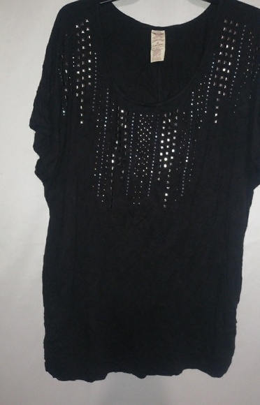 Faded Glory Tops - Black Silver Bradded Soft Top 3X Plus